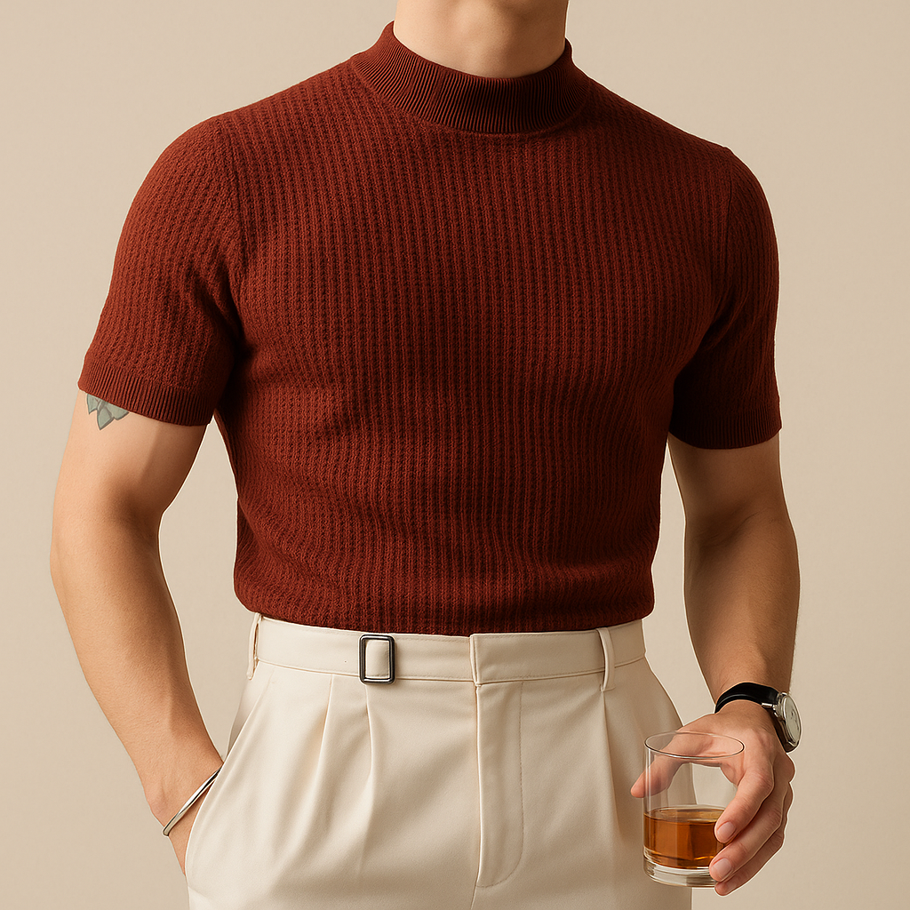 David - Turtleneck Ribbed Knit Tee | By Julian & Claire Toronto