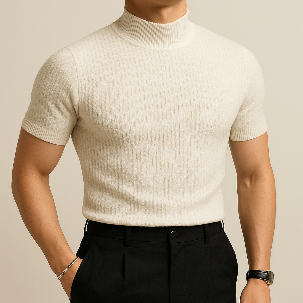 David - Turtleneck Ribbed Knit Tee | By Julian & Claire Toronto