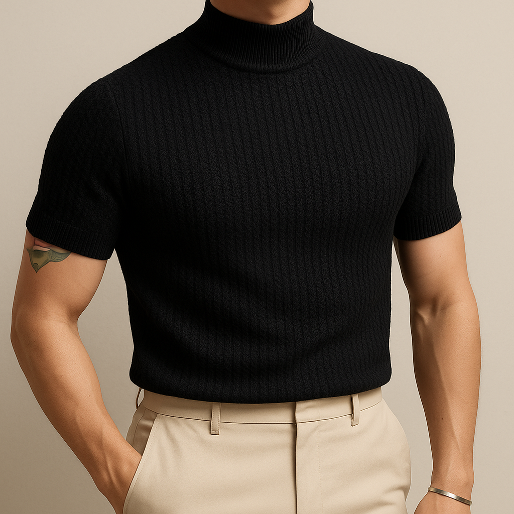 David - Turtleneck Ribbed Knit Tee | By Julian & Claire Toronto