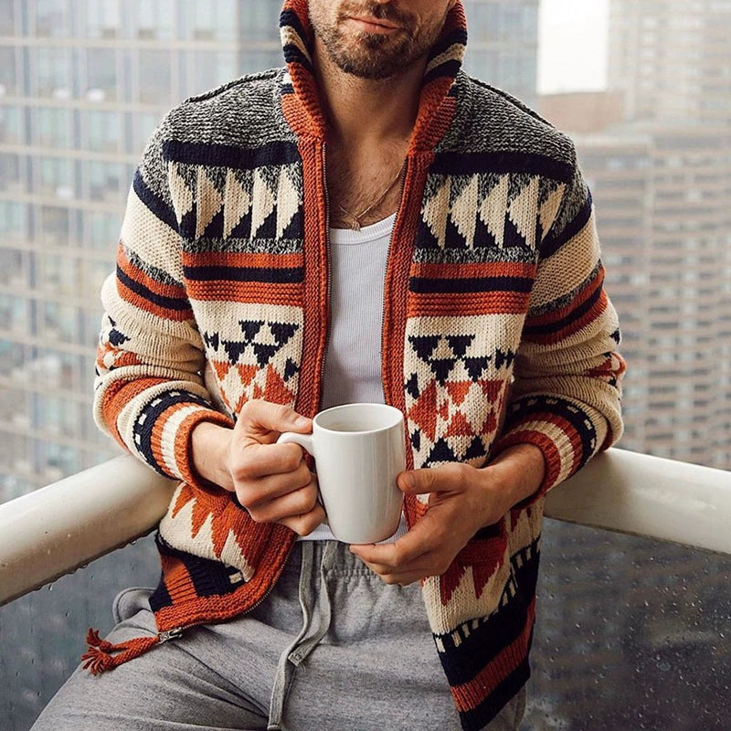 Brock - Heritage Patterned Zip-Up Sweater | By Julian & Claire Toronto