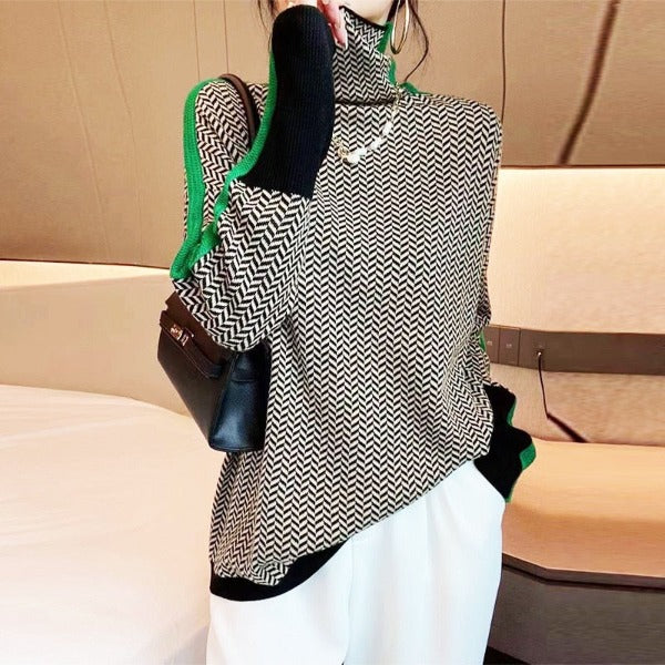 Ella - Herringbone Luxe Turtleneck | By Julian & Claire Toronto