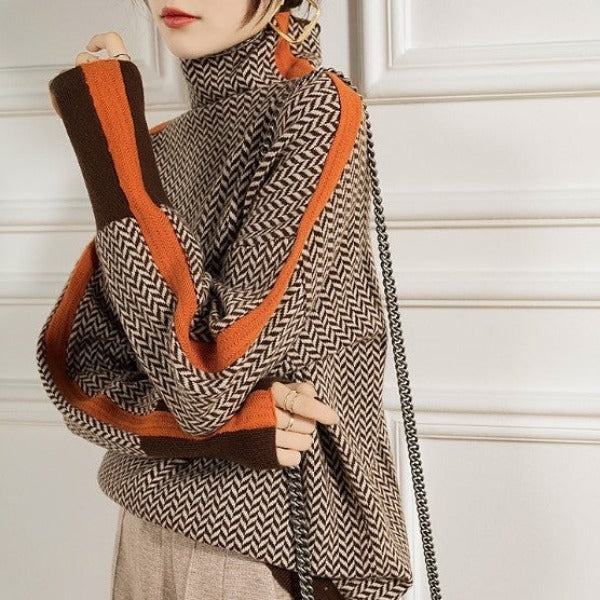 Ella - Herringbone Luxe Turtleneck | By Julian & Claire Toronto