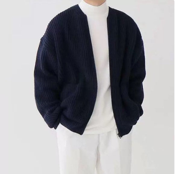 Watson - Classic Ribbed Full-Zip Knit Cardigan | By Julian & Claire Toronto