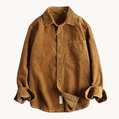 Gavin - Classic Brown Corduroy Long Sleeve Shirt | By Julian & Claire Toronto