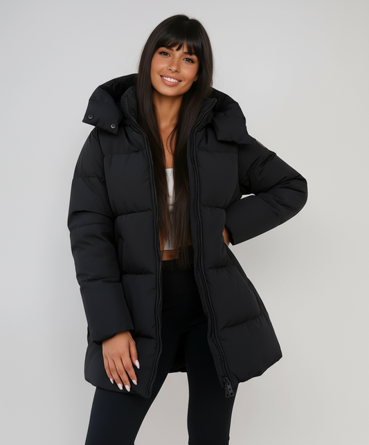 Brianna - Black Puffer Jacket – Quilted Comfort | By Julian & Claire Toronto