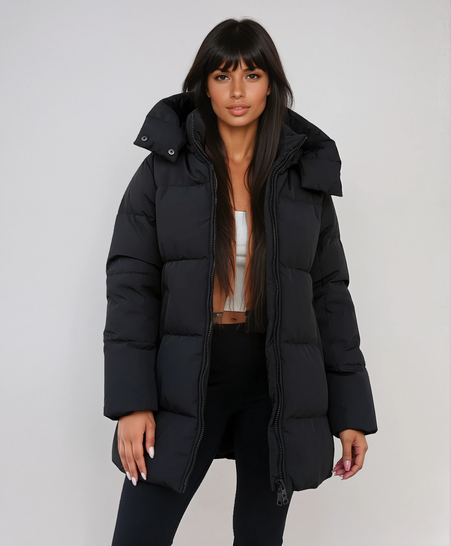 Brianna - Black Puffer Jacket – Quilted Comfort | By Julian & Claire Toronto