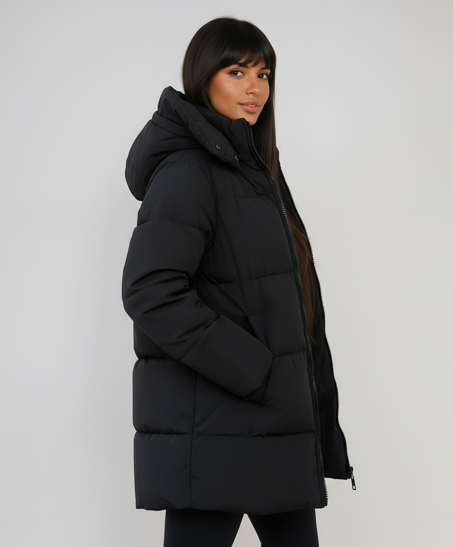 Brianna - Black Puffer Jacket – Quilted Comfort | By Julian & Claire Toronto