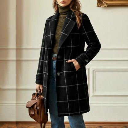 Juliette - Classy Wool Check Coat | By Julian & Claire Toronto