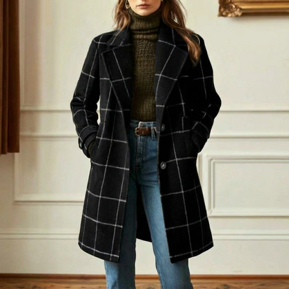 Juliette - Classy Wool Check Coat | By Julian & Claire Toronto