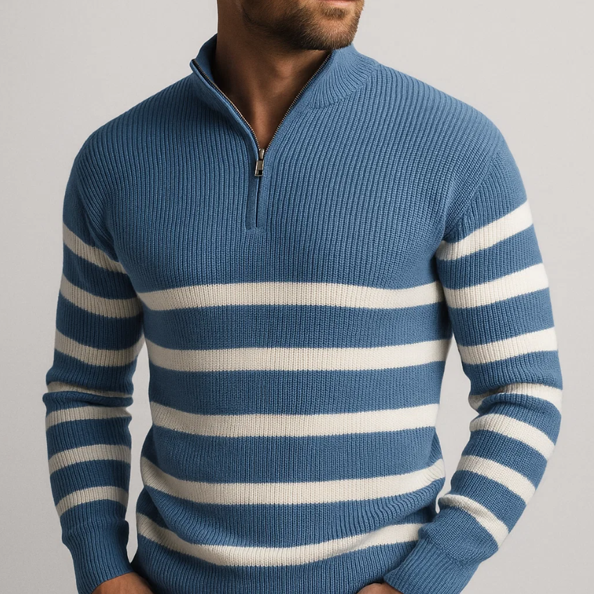Harry - Striped Zip Sweater | By Julian & Claire Toronto