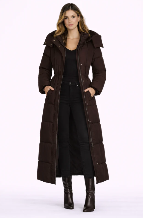 Camille - Long Belted Puffer Coat | By Julian & Claire Toronto