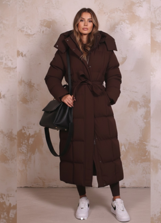 Camille - Long Belted Puffer Coat | By Julian & Claire Toronto
