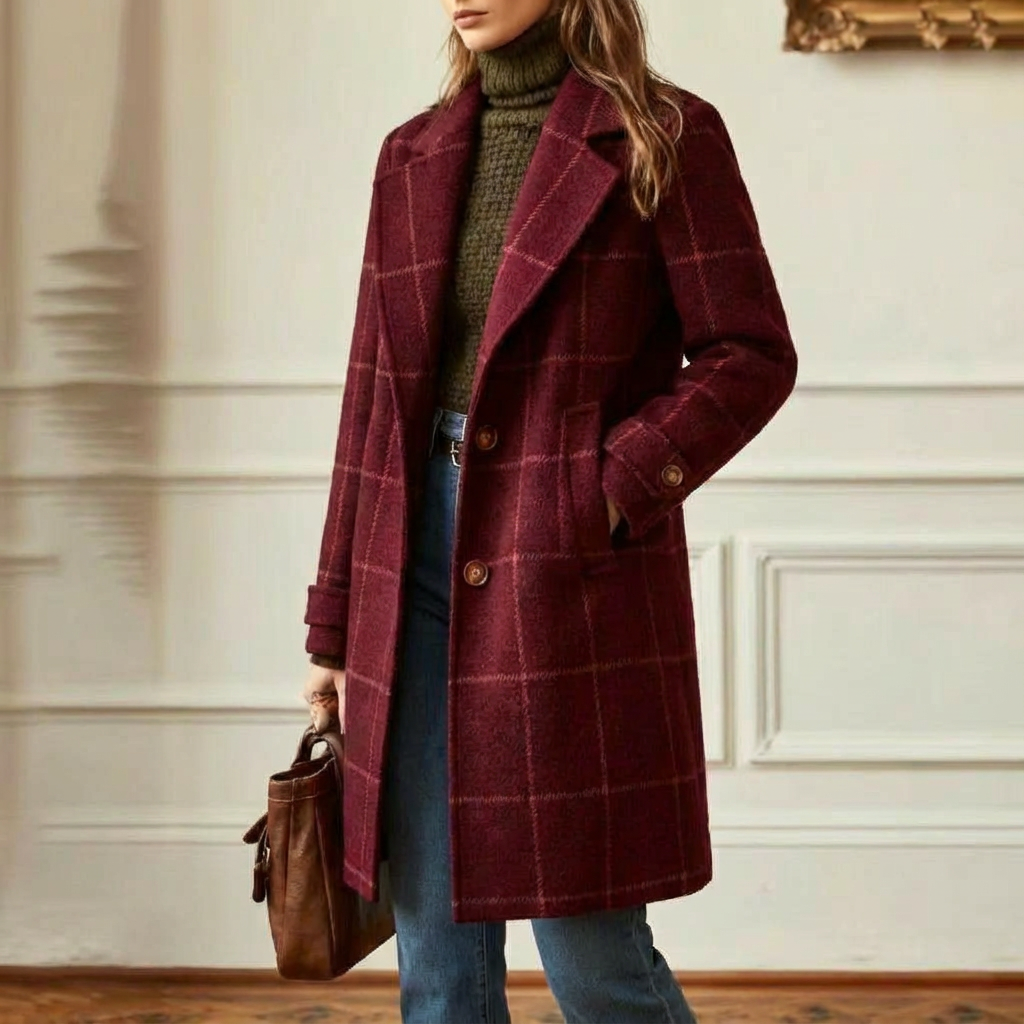 Juliette - Classy Wool Check Coat | By Julian & Claire Toronto