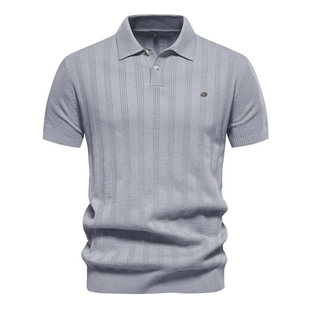 Brady - Classic Ribbed Knit Polo Shirt | By Julian & Claire Toronto