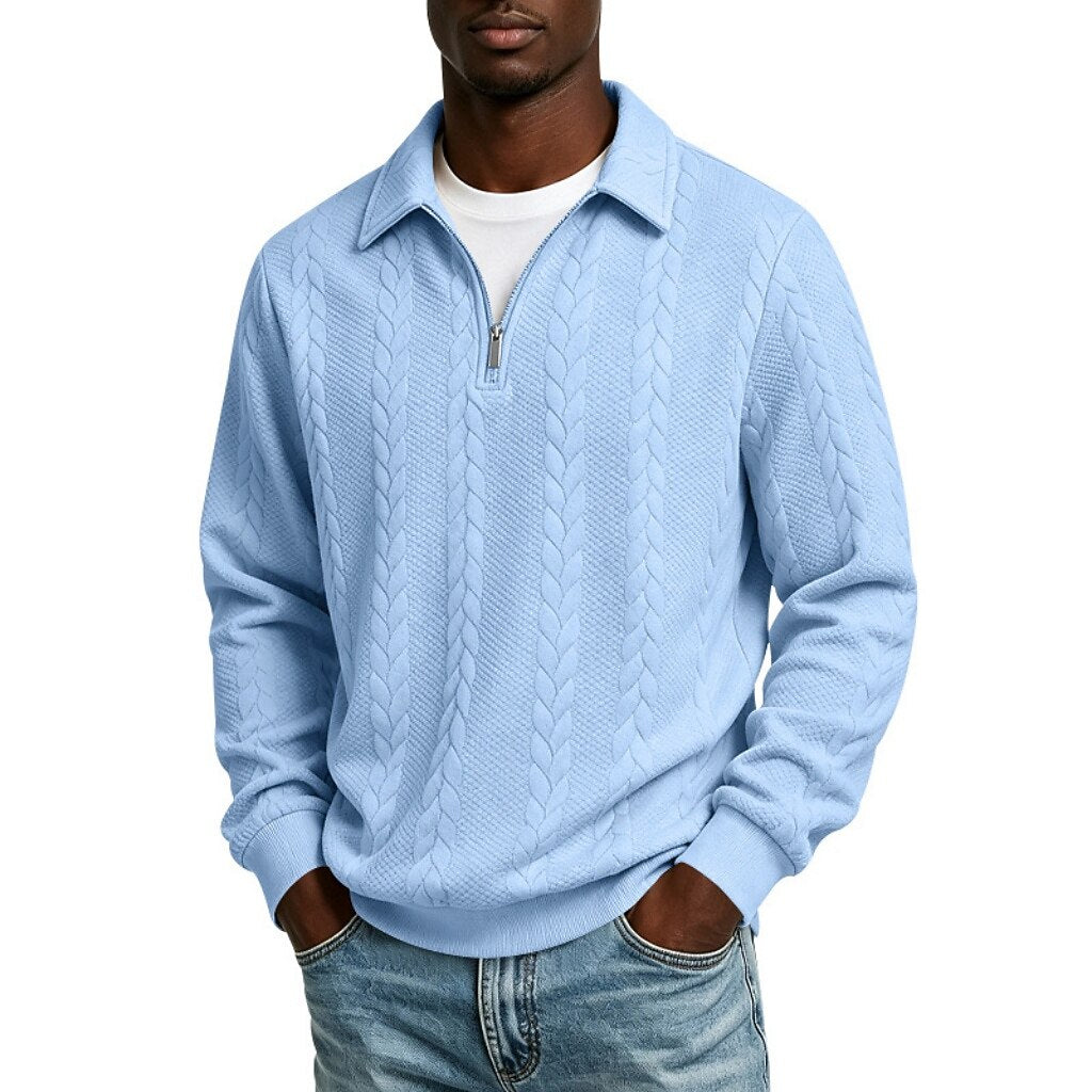 Alan - Jacquard Quarter-Zip Polo | By Julian & Claire Toronto