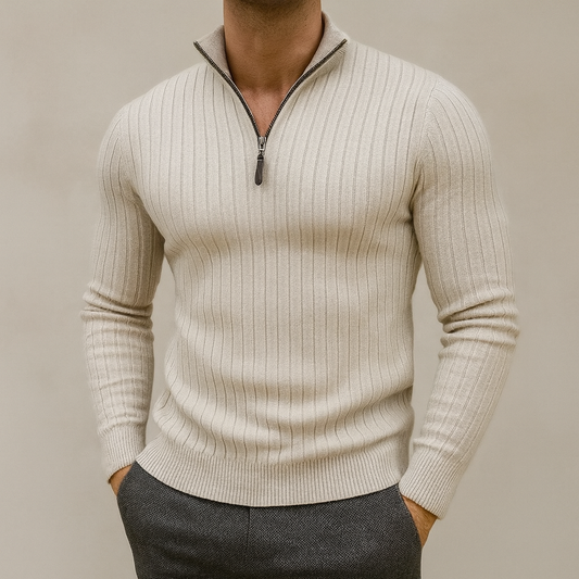Adrian - High-Collar Half-Zip Sweater | By Julian & Claire Toronto
