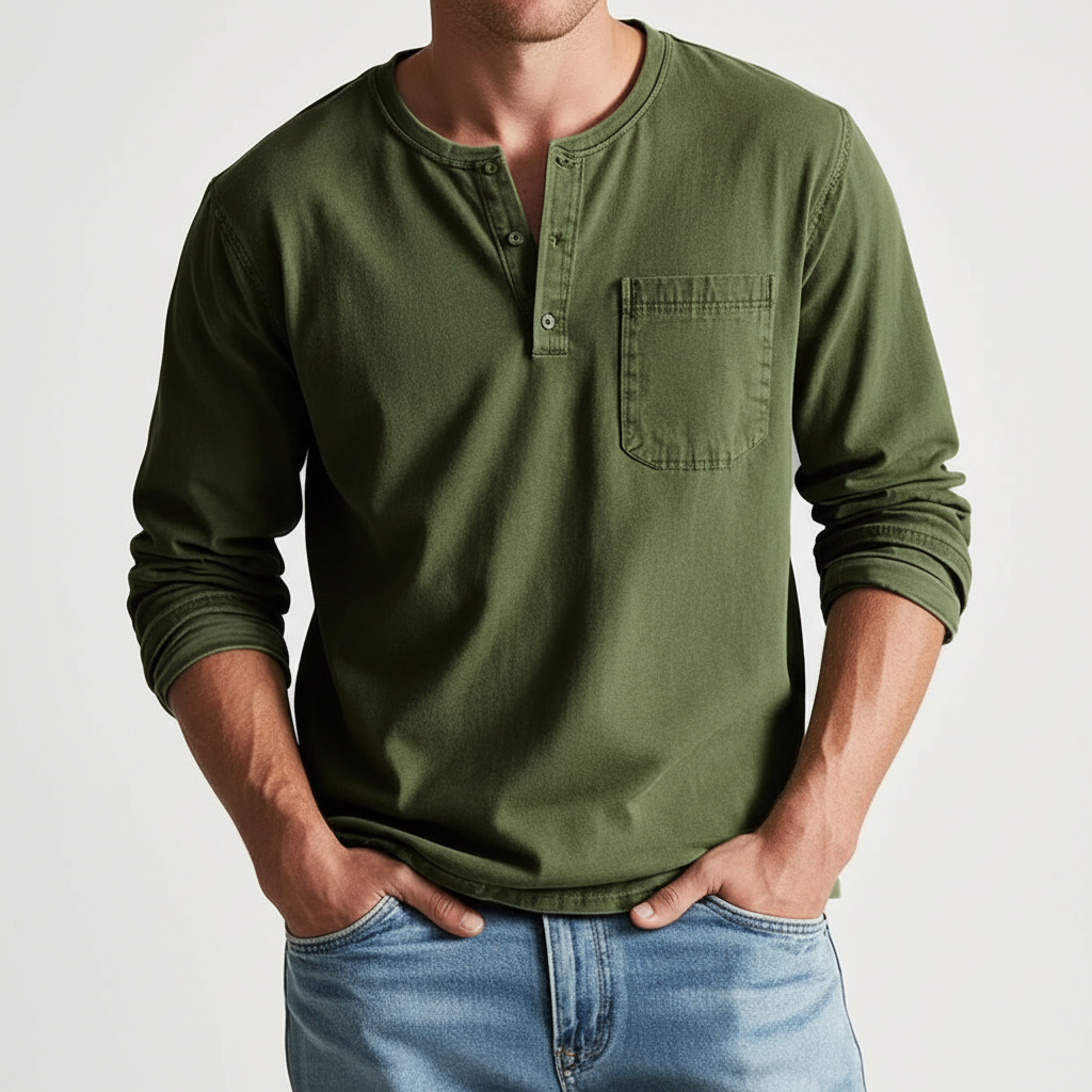 John - Relaxed Casual Henley Shirt | By Julian & Claire Toronto