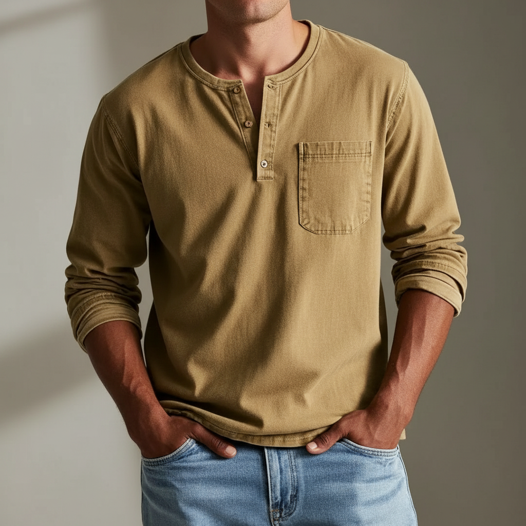 John - Relaxed Casual Henley Shirt | By Julian & Claire Toronto