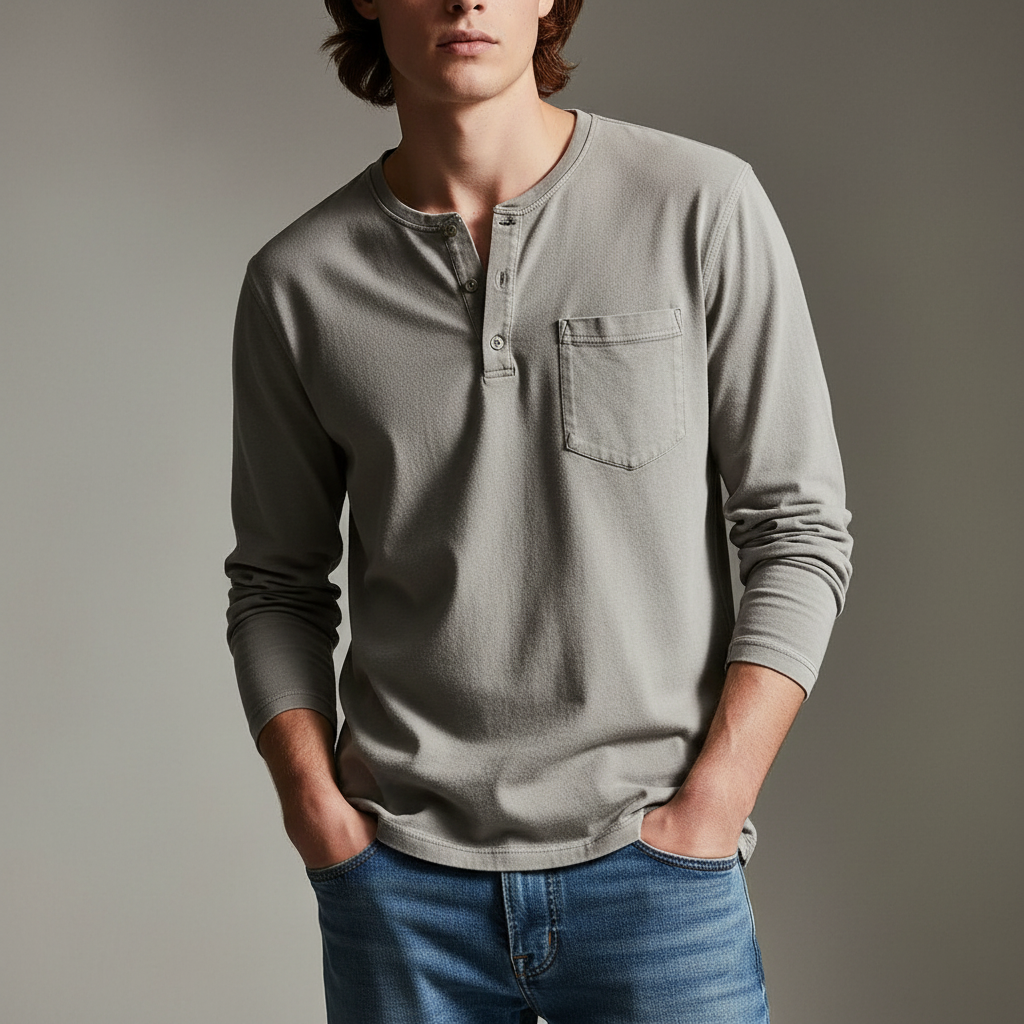 John - Relaxed Casual Henley Shirt | By Julian & Claire Toronto