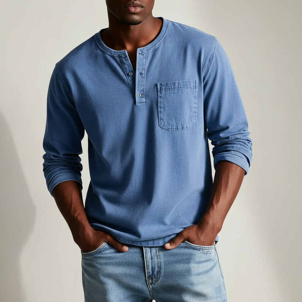 John - Relaxed Casual Henley Shirt | By Julian & Claire Toronto