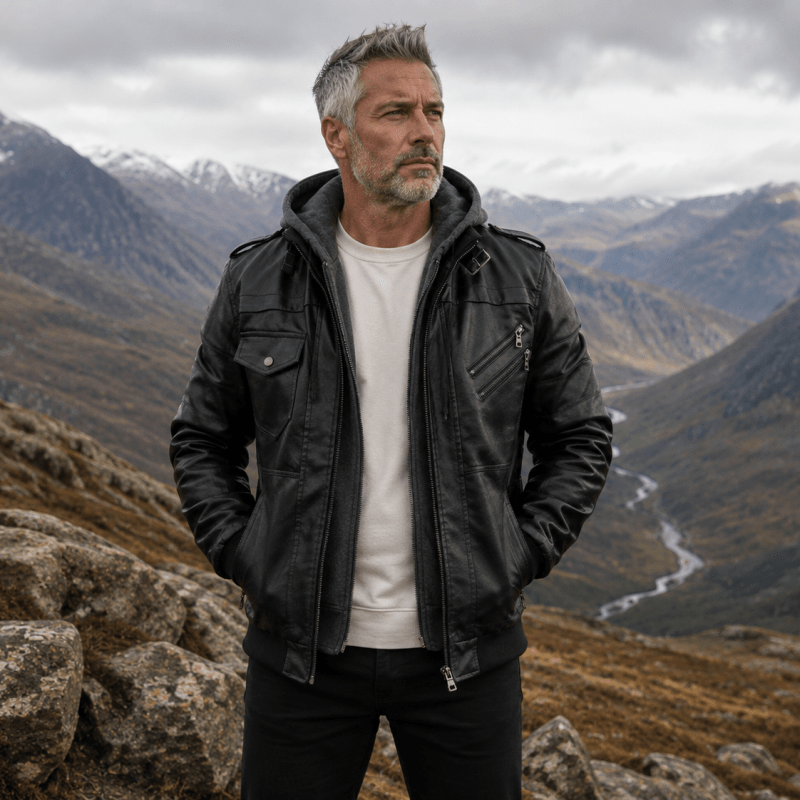 Carl - Vintage Hooded Biker Jacket | By Julian & Claire Toronto