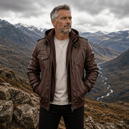 Carl - Vintage Hooded Biker Jacket | By Julian & Claire Toronto