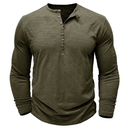 Gerald - Classic Long Sleeve Henley Shirt | By Julian & Claire Toronto