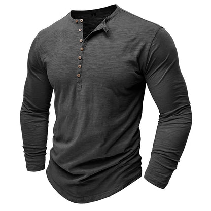 Gerald - Classic Long Sleeve Henley Shirt | By Julian & Claire Toronto