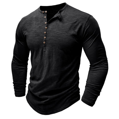 Gerald - Classic Long Sleeve Henley Shirt | By Julian & Claire Toronto