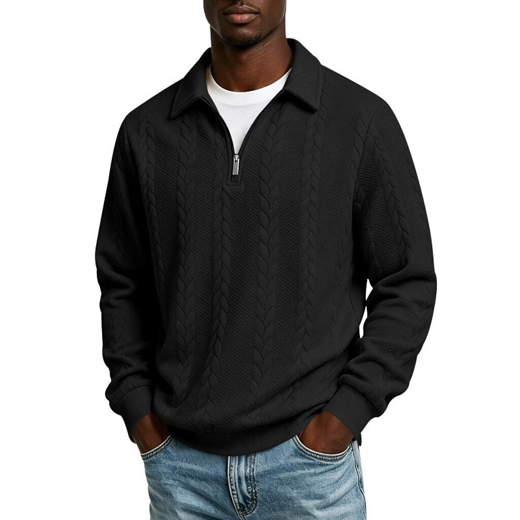 Alan - Jacquard Quarter-Zip Polo | By Julian & Claire Toronto