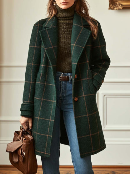 Juliette - Classy Wool Check Coat | By Julian & Claire Toronto