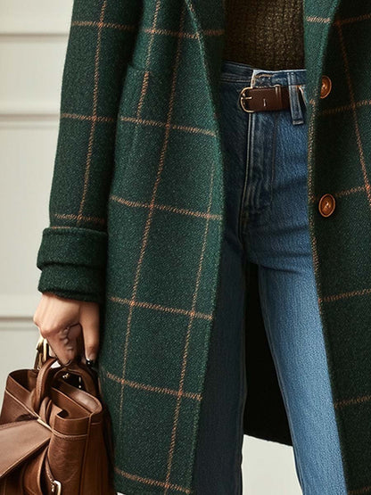 Juliette - Classy Wool Check Coat | By Julian & Claire Toronto
