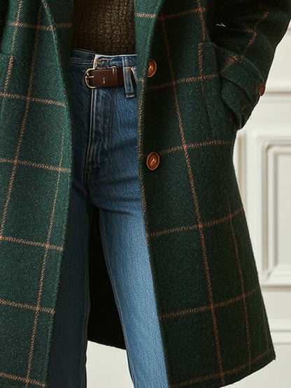 Juliette - Classy Wool Check Coat | By Julian & Claire Toronto