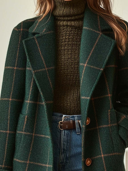 Juliette - Classy Wool Check Coat | By Julian & Claire Toronto