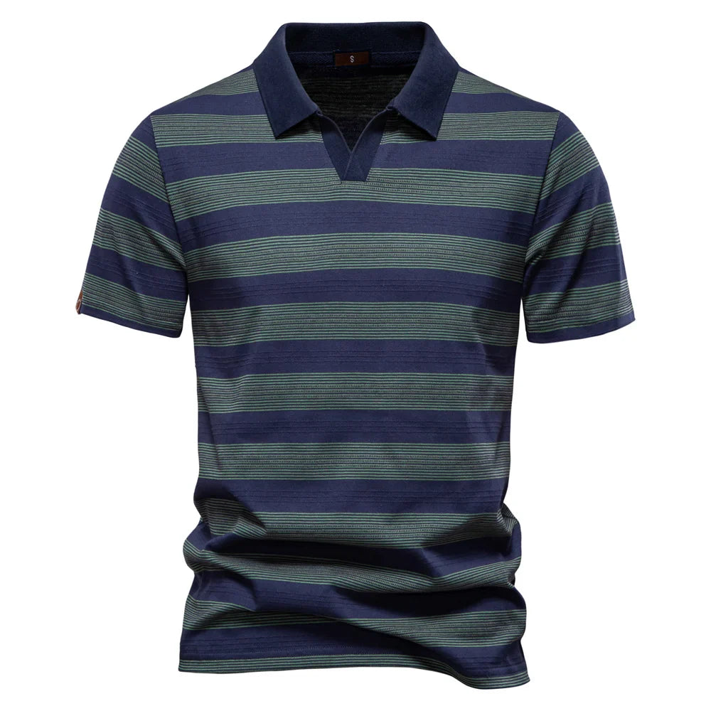 Warner -  Striped Short Sleeve Polo Shirt | By Julian & Claire Toronto