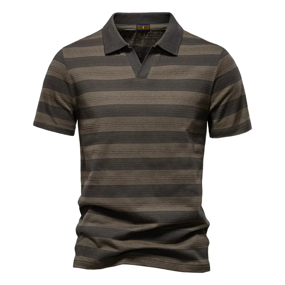 Warner -  Striped Short Sleeve Polo Shirt | By Julian & Claire Toronto