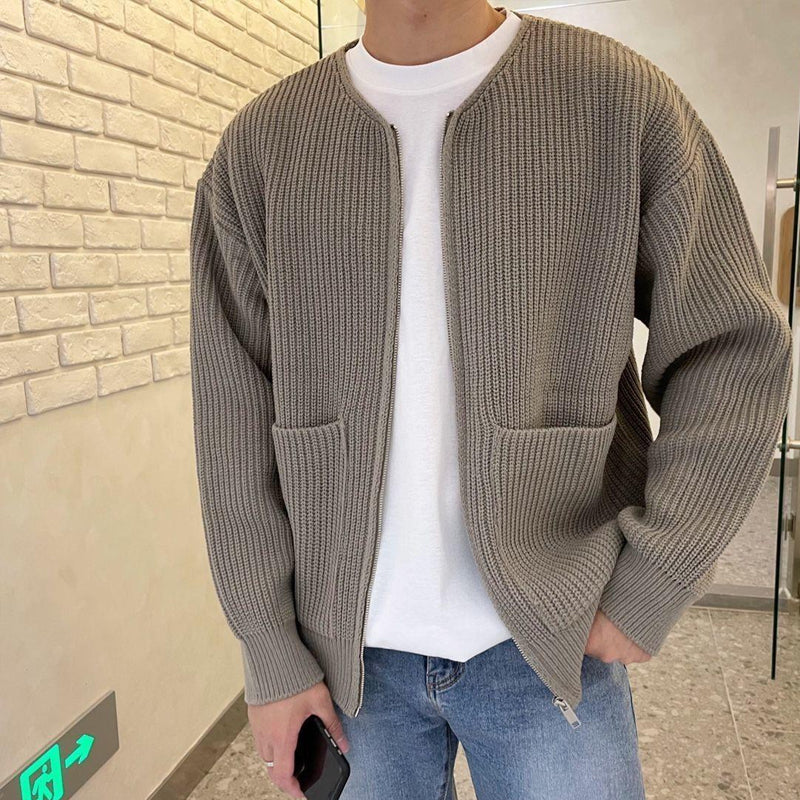 Watson - Classic Ribbed Full-Zip Knit Cardigan | By Julian & Claire Toronto