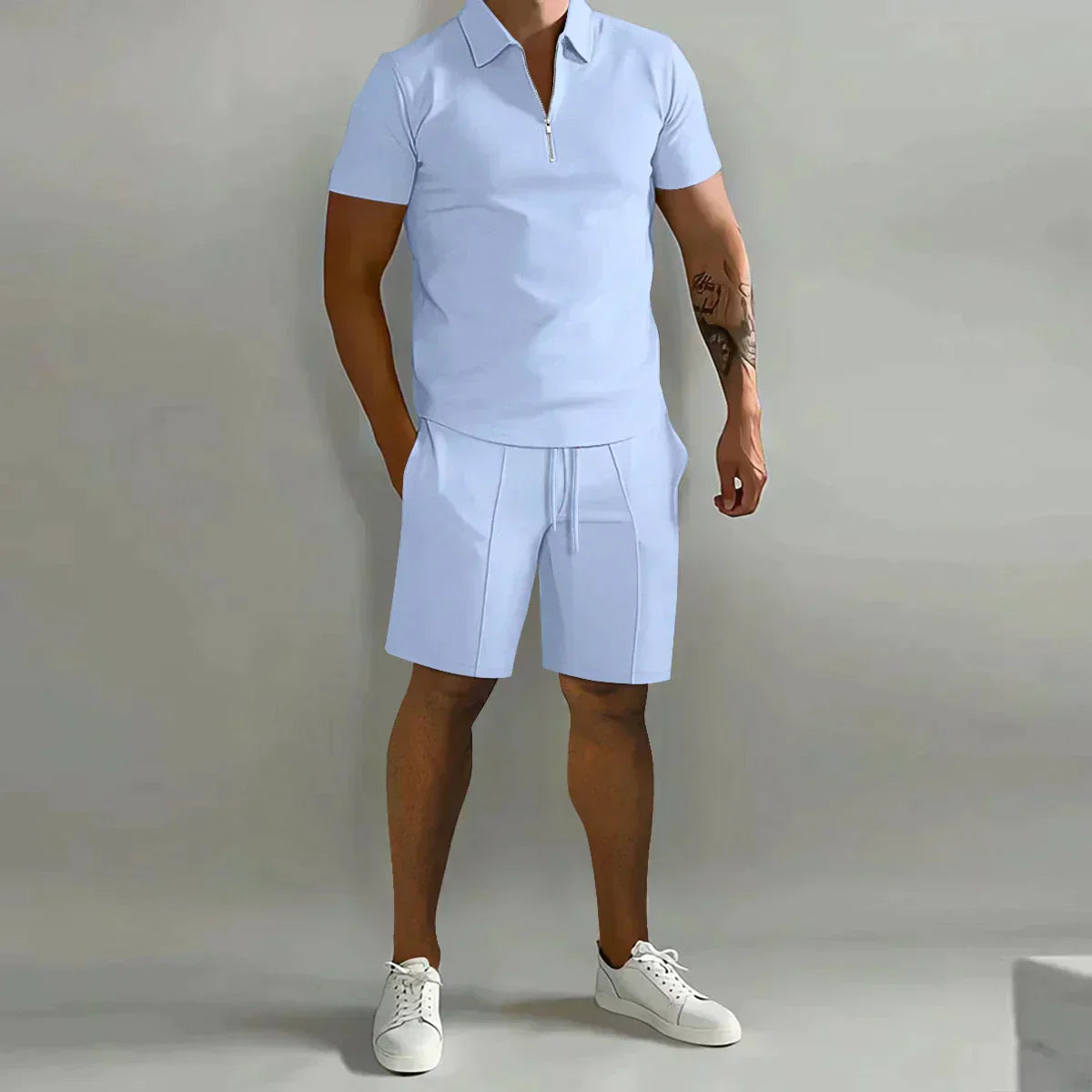 Larry - Casual Zip Polo Shirt & Shorts Matching Set | By Julian & Claire Toronto