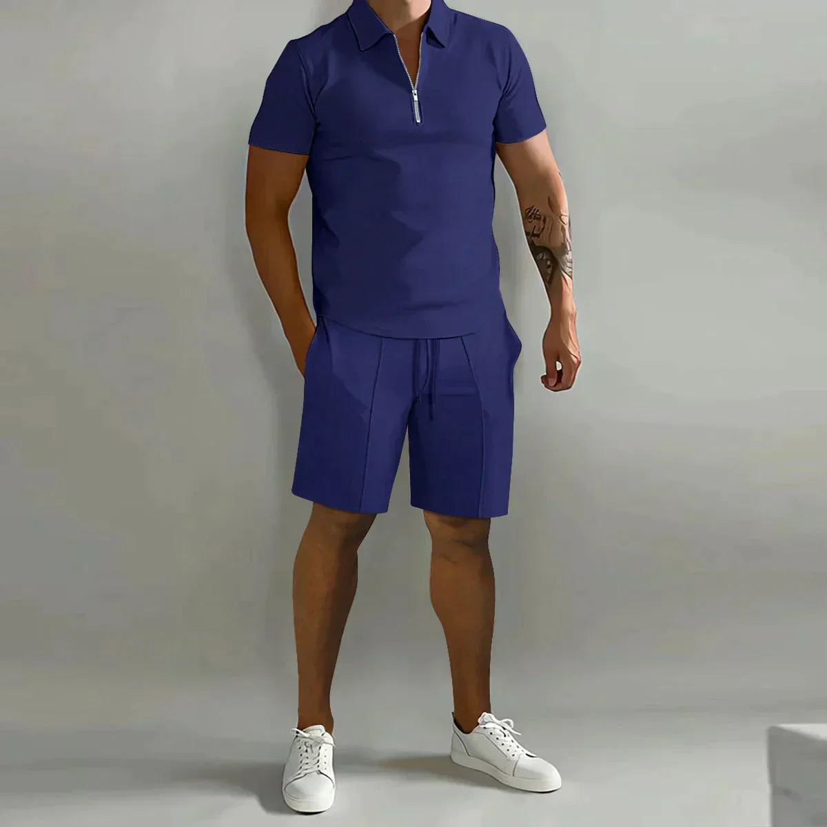 Larry - Casual Zip Polo Shirt & Shorts Matching Set | By Julian & Claire Toronto