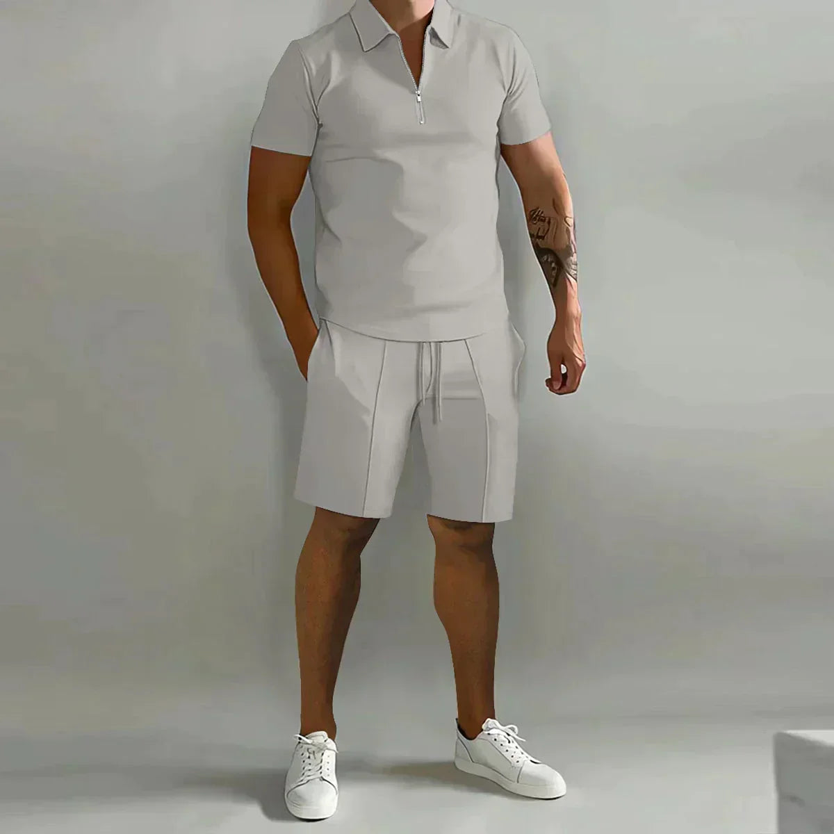 Larry - Casual Zip Polo Shirt & Shorts Matching Set | By Julian & Claire Toronto