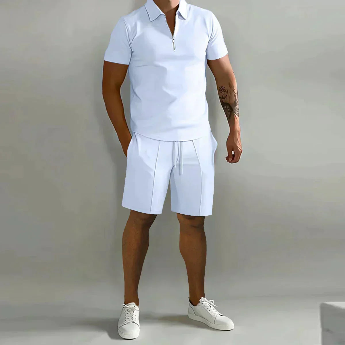 Larry - Casual Zip Polo Shirt & Shorts Matching Set | By Julian & Claire Toronto