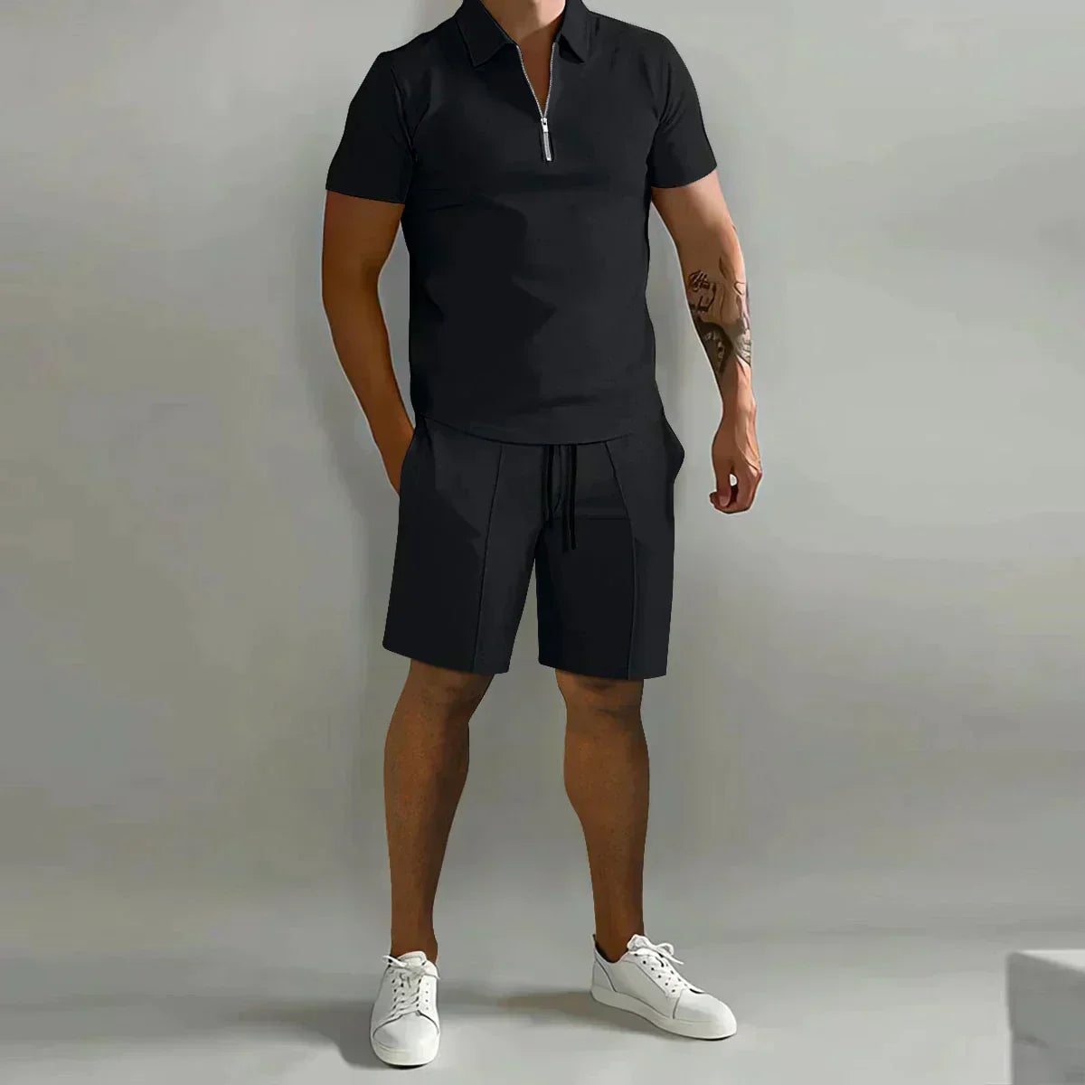 Larry - Casual Zip Polo Shirt & Shorts Matching Set | By Julian & Claire Toronto