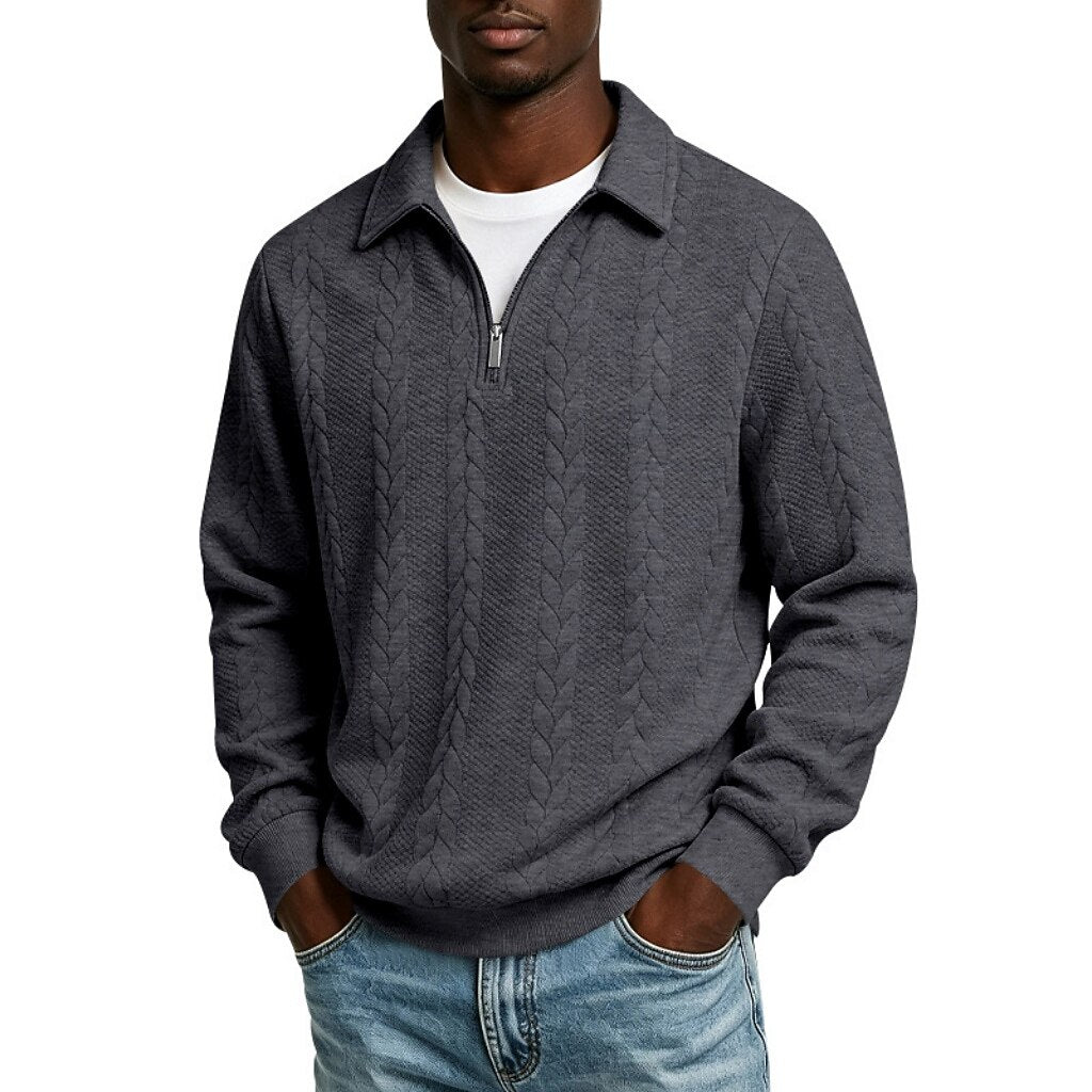 Alan - Jacquard Quarter-Zip Polo | By Julian & Claire Toronto