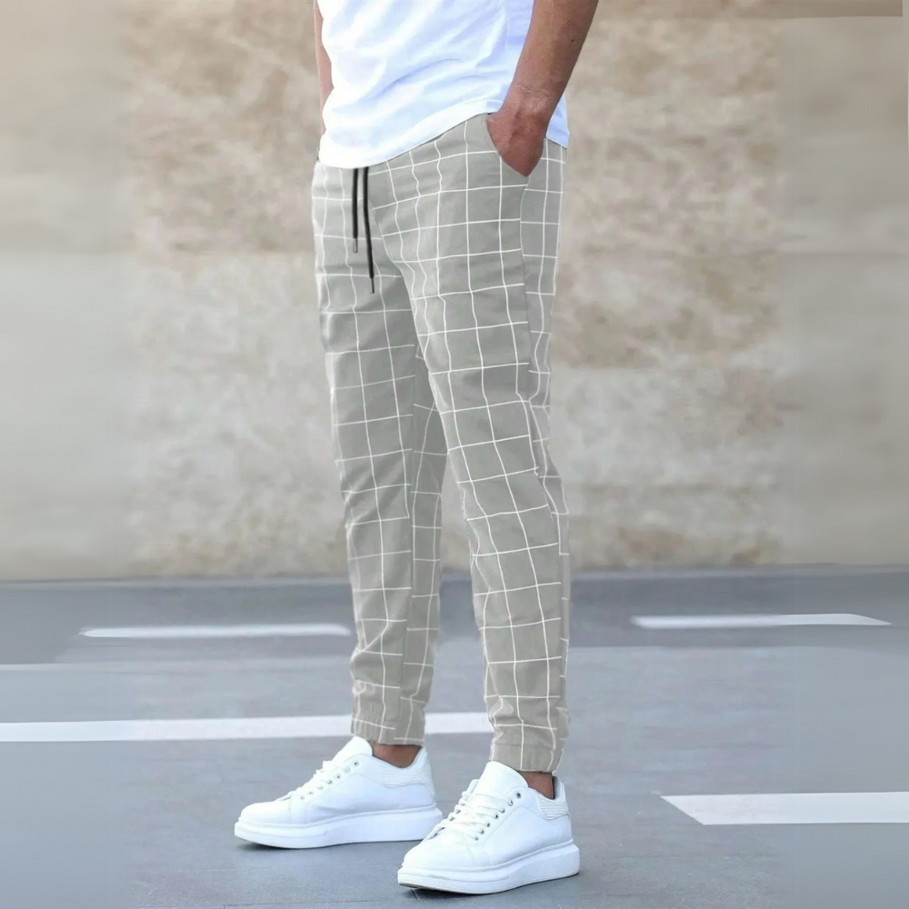 Teagan - Casual Grid Pattern Joggers | By Julian & Claire Toronto