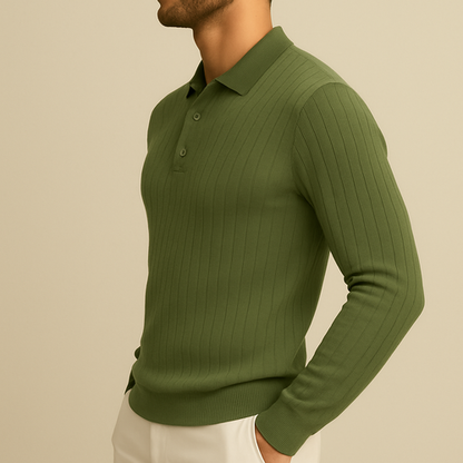 Jacob - Long Sleeve Knit Polo Shirt | By Julian & Claire Toronto