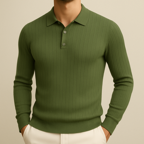 Jacob - Long Sleeve Knit Polo Shirt | By Julian & Claire Toronto
