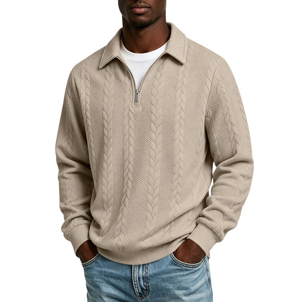 Alan - Jacquard Quarter-Zip Polo | By Julian & Claire Toronto
