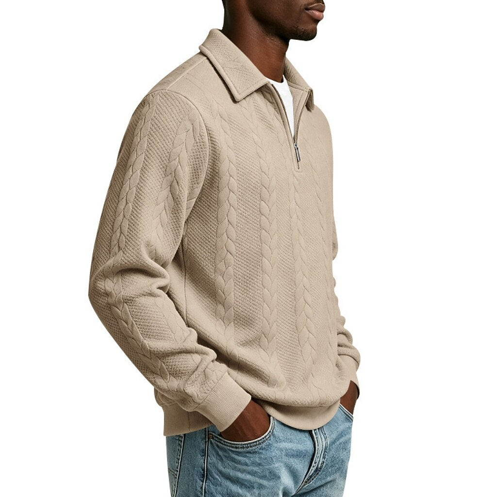 Alan - Jacquard Quarter-Zip Polo | By Julian & Claire Toronto